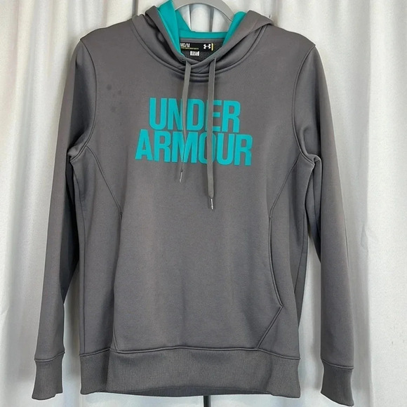 Under Armour Teal & Gray Pullover Hooded Sweater - Picture 1 of 6